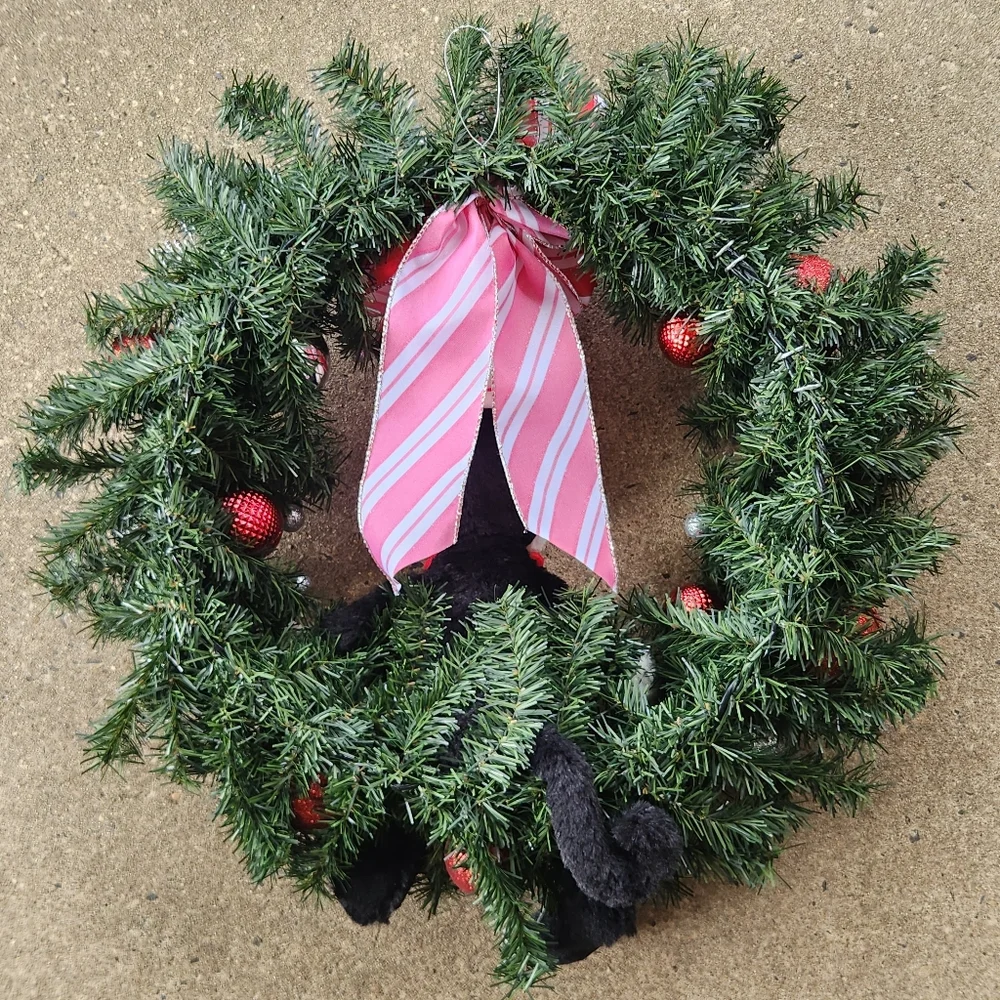 Cat in the Hat Red White Striped Christmas Wreath
